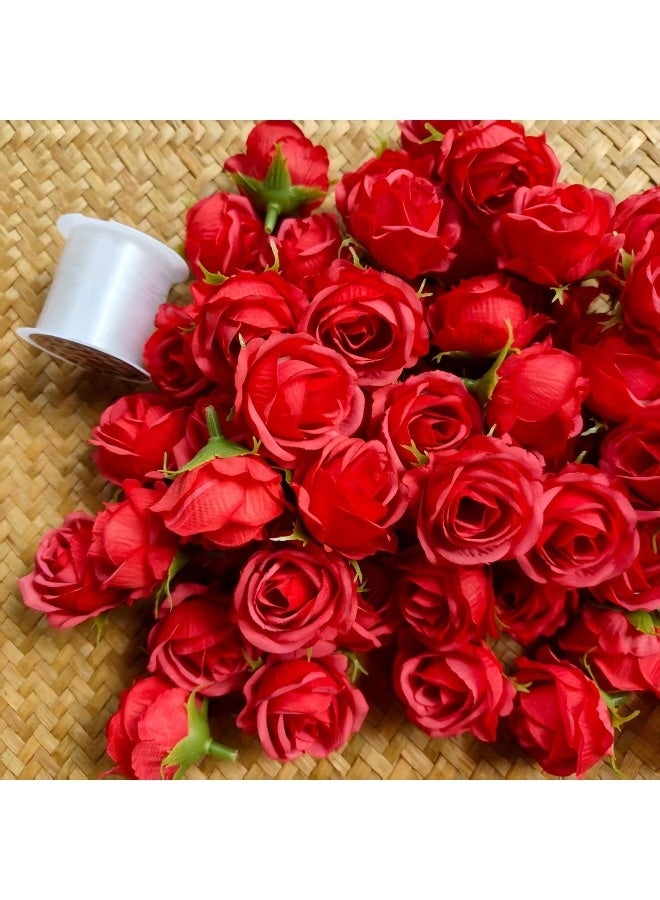 ShebSheb 30 Pcs Mini Red Rose Head Fake Red Roses Artificial Flowers for Home DIY Flower Wall Party Birthday Decor - Image 2